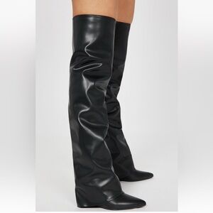 Knee high overlay comfy wedge boots size 11